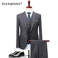 Mens Suit - 3 Pieces(Jacket+Vest+Pant) Slim Fit Suit-Gray-M-JadeMoghul Inc.