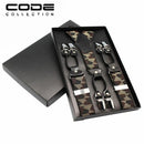 Men's suspenders casual Fashion braces High quality leather suspenders Adjustable 6 clip Belt Strap 11 COLOR Father'day-SP16-JadeMoghul Inc.