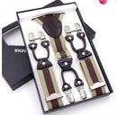Men's suspenders casual Fashion braces High quality leather suspenders Adjustable 6 clip Belt Strap 11 COLOR Father'day-Z5-JadeMoghul Inc.