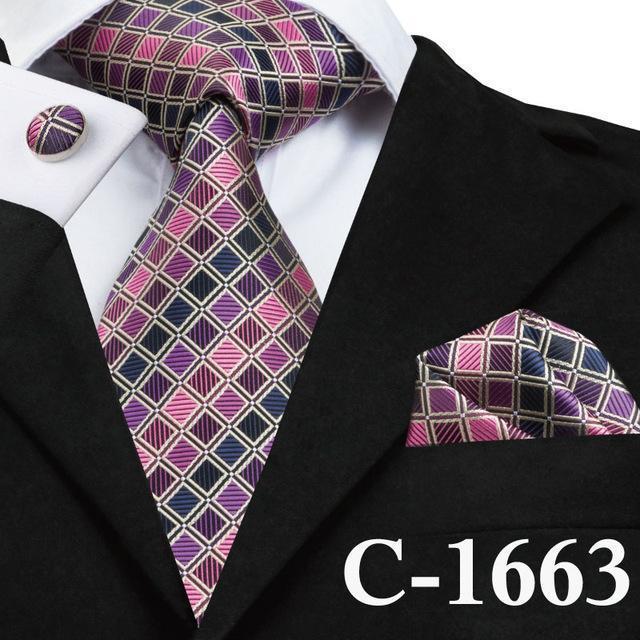 Mens Tie Blue Stripe Silk Jacquard Necktie Hanky Cufflink Set Business Wedding Party Ties For Men Men's Gift C-703-C-1663-JadeMoghul Inc.