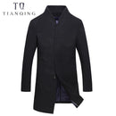 Men's Wool Coat - Thick Fashion Long Jacket-Black N577-P75-4XL-JadeMoghul Inc.