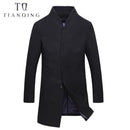 Men's Wool Coat - Thick Fashion Long Jacket-Black N577-P75-4XL-JadeMoghul Inc.