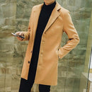 Men's Wool Long Sleeves Coat - Khaki Fashion Men Jacket-Khaki-S-JadeMoghul Inc.