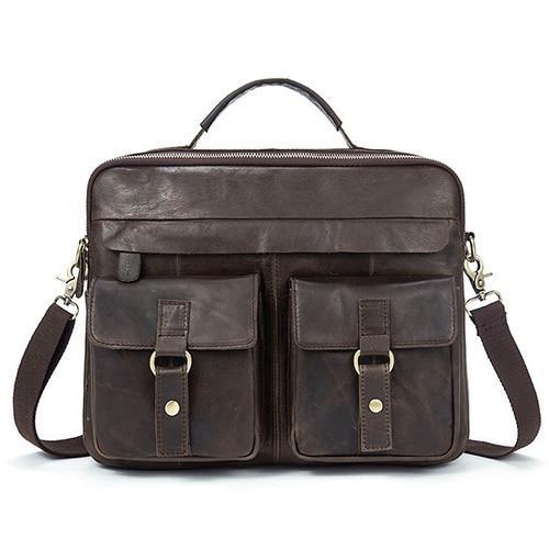 Messenger Bags men Genuine Leather Briefcases Male Men for Documents Laptop Leather business bags-8001crazy horse 2-China-JadeMoghul Inc.