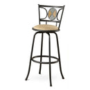 Metal And Microfiber Swivel Barstool, Black, Set of 2-Bar Stools and Counter Stools-Black-StoneMetal Microfiber Cushion-JadeMoghul Inc.