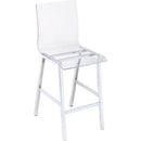 Metal Counter Height Chair with Acrylic Seat and Back, Set of 2,Clear and Silver-Bar Chairs-Clear and Silver-Metal and Acrylic-JadeMoghul Inc.
