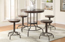 Metal Counter Height Set, Cherry Oak & Bronze, 5 Piece Pack-Living Room Furniture Sets-Brown & Bronze-Metal () MDF (0)-JadeMoghul Inc.