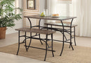 Metal Counter Height Set, Oak & Antique Black, 3 Piece Pack-Living Room Furniture Sets-Brown & Black-Metal () MDF (0)-JadeMoghul Inc.