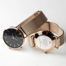 Metal Gifts & Accessories Personalized Watches Rose Gold Mesh Strapped Watch With Black Dial Treat Gifts