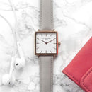 Metal Gifts & Accessories Personalized Watches Shell Grey Square Leather Watch Treat Gifts