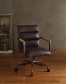 Metal & Leather Executive Office Chair, Antique Brown-Desks and Hutches-Brown-Top Grain Leather Foam Ply Iron Metal Frame-JadeMoghul Inc.