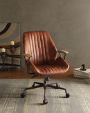 Metal & Leather Executive Office Chair, Cocoa Brown-Desks and Hutches-Brown-Top Grain Leather Foam Ply Iron Metal Frame-JadeMoghul Inc.