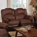 Metal Microfiber Recliner Loveseat, Brown-Loveseats-Brown-Hardwood Metal Microfiber Color: Chocolate-JadeMoghul Inc.