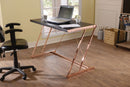 Metal Rectangular Writing Desk With USB Dock , Black & Rose Gold-Desk and Mantel Clocks-Black & Rose Gold-MDF Metal-JadeMoghul Inc.