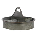 Metal Round Tray with 4 Slots and Cutout Handle, Galvanized Gray-Trays-Gray-Metal-JadeMoghul Inc.