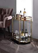 Metal Serving Cart, Mirror & gold-Kitchen Islands and Kitchen Carts-Mirror & Gold-Mirror Metal Tube Plastic Caster Wheel-JadeMoghul Inc.