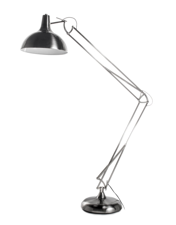 Metal Task Floor Lamp with Full Adjustable Function, Silver-Floor Lamp-Silver-Metal-JadeMoghul Inc.