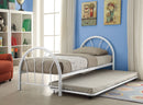 Metal Twin Bed In Slatted Style, White