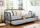 Metal Twin Size Daybed with Trundle, Black-Bedroom Furniture-Black-Metal-JadeMoghul Inc.