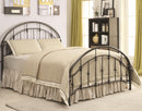 Metallic Twin Size Bed with Double Arched Headboard & Footboard, Dark Bronze-Bedroom Furniture-Bronze-Metal-JadeMoghul Inc.