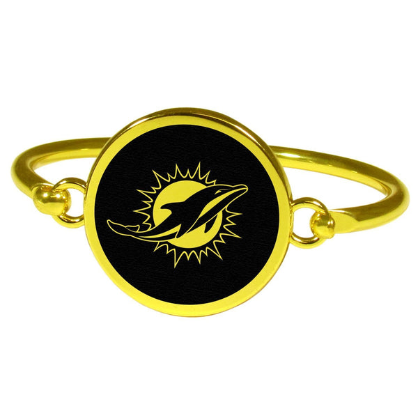 Miami Dolphins Gold Tone Bangle Bracelet-NFL,Miami Dolphins,Jewelry & Accessories-JadeMoghul Inc.