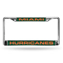 Mustang License Plate Frame Miami Green Laser Chrome Frame
