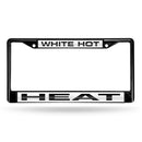 Porsche License Plate Frame Miami Heat "White Hot" Laser Black Chrome Frame