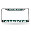 Subaru License Plate Frame Michigan State Alumni Green Laser Chrome Frame