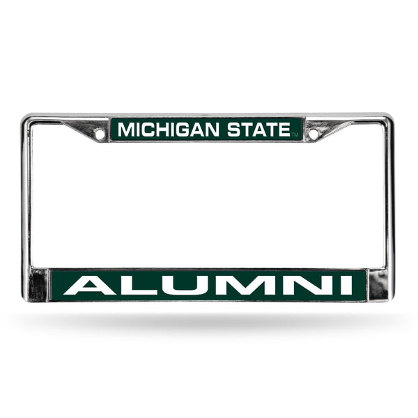 Subaru License Plate Frame Michigan State Alumni Green Laser Chrome Frame