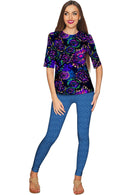 Midnight Glow Sophia Purple Evening Sleeved Top - Women-Midnight Glow-XS-Navy/Blue/Purple-JadeMoghul Inc.