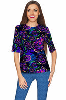 Midnight Glow Sophia Purple Evening Sleeved Top - Women-Midnight Glow-XS-Navy/Blue/Purple-JadeMoghul Inc.