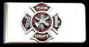 Military, Patriotic & Firefighter - Sculpted Moneyclip - Fire Fighter Cross-Wallets & Checkbook Covers,Money Clips,Small Money Clips,Military, Patriotic & Firefighter Small Money Clips-JadeMoghul Inc.