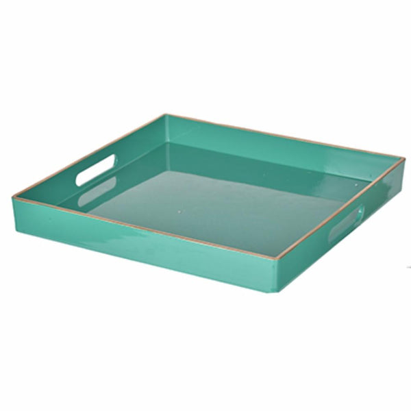 Mimosa Square Tray With Cutout Handles, Green-Serving Trays-Green-plastic-JadeMoghul Inc.