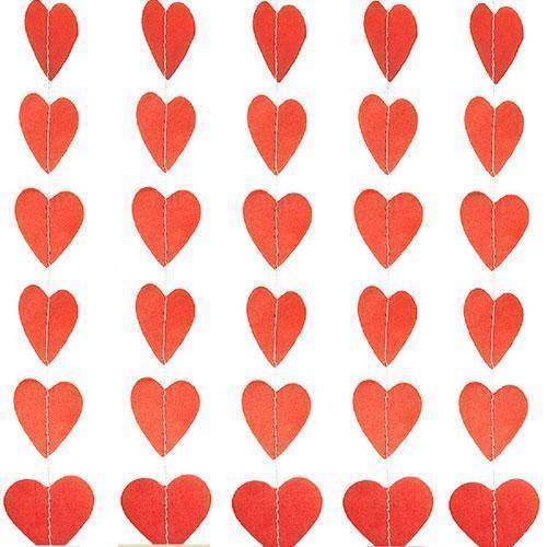 Mini Paper Heart Banner - Red (Pack of 1)-Wedding Reception Decorations-JadeMoghul Inc.