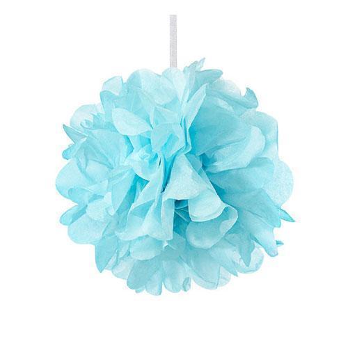 Mini Paper Pom Pom - Blue (Pack of 1)-Wedding Reception Decorations-JadeMoghul Inc.