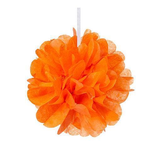 Mini Paper Pom Pom - Orange (Pack of 1)-Wedding Reception Decorations-JadeMoghul Inc.