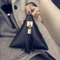 Mini Tassel Clutch - Leather Bag - Designer Purse Women Handbag-Black-Mini(Max Length<20cm)-JadeMoghul Inc.