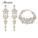 Minmin Crystal Bridal Jewelry Sets Butterfly Bracelet Earrings Sets Wedding African Beads Jewelry Set for Women EH166+SL032-Gold jewelry sets-JadeMoghul Inc.