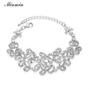 Minmin Crystal Bridal Jewelry Sets Butterfly Bracelet Earrings Sets Wedding African Beads Jewelry Set for Women EH166+SL032-Silver bracelet-JadeMoghul Inc.