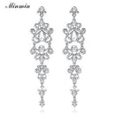 Minmin Crystal Bridal Jewelry Sets Butterfly Bracelet Earrings Sets Wedding African Beads Jewelry Set for Women EH166+SL032-Silver earrings-JadeMoghul Inc.