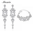 Minmin Crystal Bridal Jewelry Sets Butterfly Bracelet Earrings Sets Wedding African Beads Jewelry Set for Women EH166+SL032-Silver jewelry sets-JadeMoghul Inc.