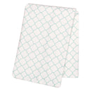 Mint Quatrefoil Flannel Swaddle Blanket-QTRFL-JadeMoghul Inc.