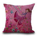 Miracille Square 18" Flowers Girls Printed Cartoon Sofa Throw Cushions Butterfly Living Room Decorative Pillows Without Filling-1-45x45cm-JadeMoghul Inc.