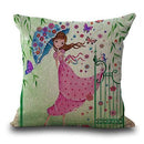 Miracille Square 18" Flowers Girls Printed Cartoon Sofa Throw Cushions Butterfly Living Room Decorative Pillows Without Filling-2-45x45cm-JadeMoghul Inc.