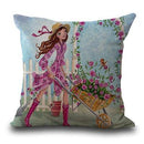 Miracille Square 18" Flowers Girls Printed Cartoon Sofa Throw Cushions Butterfly Living Room Decorative Pillows Without Filling-4-45x45cm-JadeMoghul Inc.