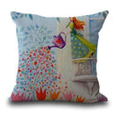 Miracille Square 18" Flowers Girls Printed Cartoon Sofa Throw Cushions Butterfly Living Room Decorative Pillows Without Filling-5-45x45cm-JadeMoghul Inc.