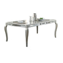 Mirror Accented Wooden Dining Table with Cabriole Legs, Champagne Silver-Dining Furniture-Gold-Wood and Mirror-JadeMoghul Inc.