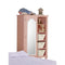 Mirror Door Wooden Chest With Five Open Shelves And Three Baskets, Pink-Cabinet & Storage Chests-Pink-Wood-JadeMoghul Inc.