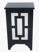 Mirrors Black Mirror - 18" X 13" X 30" Black MDF, Wood, Mirrored Glass Accent Cabinet with a Door and Mirror Inserts HomeRoots