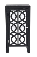 Mirrors Black Mirror - 18" X 13" X 36" Black MDF, Wood, Mirrored Glass Accent Cabinet with Mirrored Glass Door HomeRoots